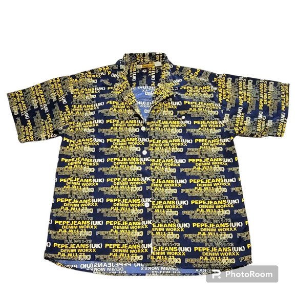Pepe Jeans London Men's Button Up Shirt All Over Print Short Sleeves Size XL - Picture 3 of 15